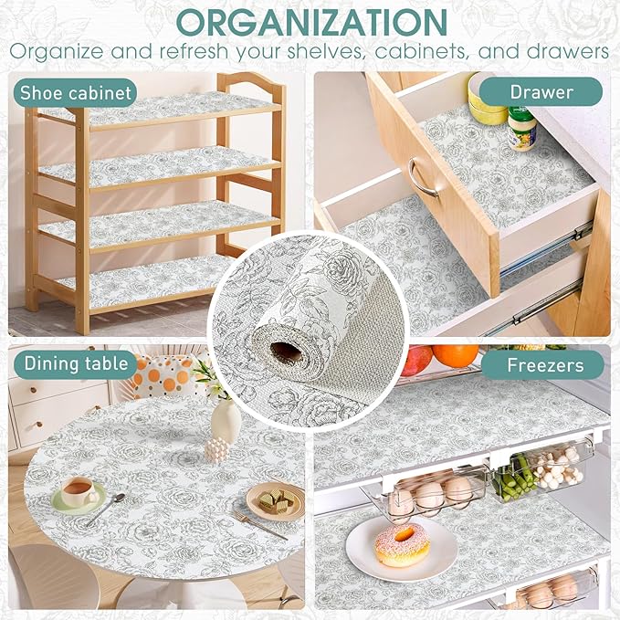 Drawer and Shelf Liner, Non-Slip Kitchen Cabinet Liners Non-Adhesive Thick Strong Grip Waterproof Washable Mats Protect Dresser Shelves Cupboard Bathroom Cabinets, Rose, 24 in X 20 FT - Image 7