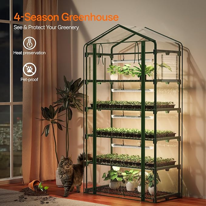Bstrip Indoor Greenhouse with Grow Light, 5-Tier Large Green House, 5Pcs Grow Lights for Seed Starting with Timer, PVC Tent with Airflow Windows, Indoor Greenhouse Cabinet 40.2x18.9x74.8in - Image 2