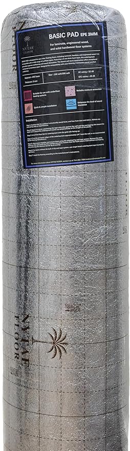 Basic Pad 200, EPE 3MM Underlayment with Silver Film – Protect Floor & Moisture Barrier, Easy DIY Installation (200 sqft Roll) - Image 2