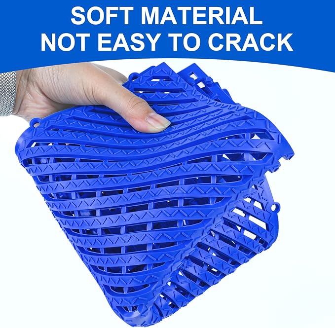MYFAMIREA Modular Interlocking Cushion 12 Pack 11.8" x 11.8" Rubber Floor Tiles Non-Slip Splicing Drainage Mats for Deck, Pool, Shower, Patio, Balcony, Bathroom, Kitchen, Yard (Diagonal, Dark Blue) - Image 3
