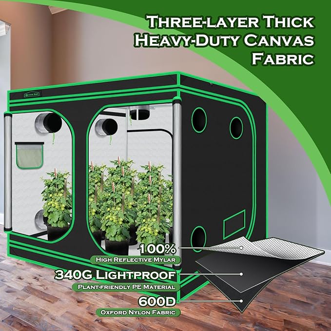 Grow Tent 96"x96"x78", High Reflective Mylar Dark Room with Observation Window, Removable Floor Tray and Tool Bag for Indoor Plant Growing 8'X8 - Image 5