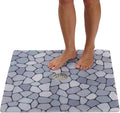 Shower Mat with Center Drain Hole - Secure Loofah Non Slip Shower Mats for Inside Shower - 27x27 Square Bath Mats for Shower - Anti Slip Shower Stall Mat - Square Shower Floor Mat (27x27 Pebble Blue) by ENKOSI