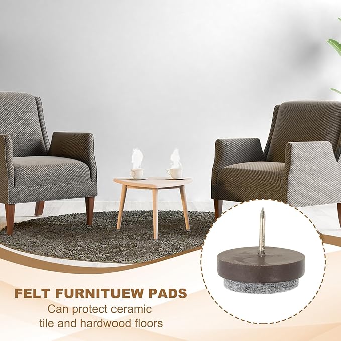 PATIKIL 28 mm Nail-on Felt Pads, 72 Pcs Round Felt Furniture Sliders Pads Heavy Duty Floor Protectors for Wooden Chair Sofa Cabinet Table Leg Feet Hardwood Floors, White - Image 4