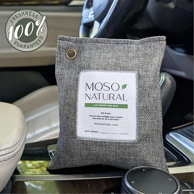 Moso Natural Air Purifying Bag 200g (5 Pack) HGTV Editor's Pick | Premium Bamboo Charcoal Odor Absorber for Home & Car | Closet Odor Eliminator & Car Air Freshener | Long Lasting Charcoal Bags - Image 3