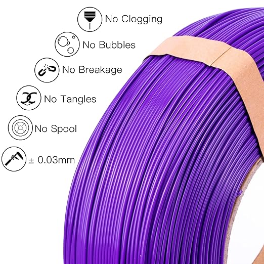 Inland V2 PLA PRO (PLA+) 3D Printer Filament Refill, 1.75mm Spooless Filament, Dimensional Accuracy +/- 0.03mm, 1KG (2.2lbs) Purple Refill for Inland Reusable Spools, Bambu Lab Compatible - Image 3