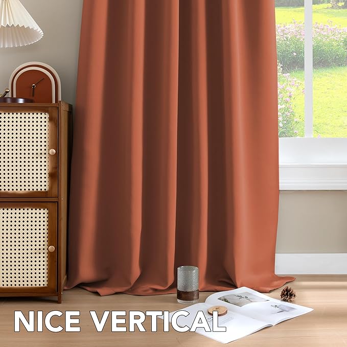 H.VERSAILTEX Blackout Curtains Thermal Insulated Window Treatment Panels Room Darkening Blackout Drapes for Living Room Back Tab/Rod Pocket Bedroom Draperies, 52 x 45 Inch, Orange, 2 Panels - Image 8