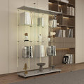Yoluckea 4 Tiers Glass Display Cabinet Extra Large with Bluetooth LED Light Strip, 2 Doors Floor Standing Curio Cabinet with Universal Wheel for Home, White Glass Bookshelf for Collections, Wood Top by Yoluckea