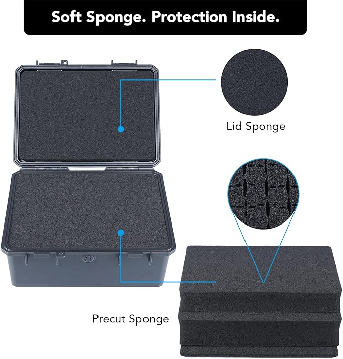 Lykus HC-2130 Mini Hard Case Dry Box with Foam Insert, Interior Size 8.3x5.9x3.7 in, IP66 Splash-Proof, Suitable for Cellphones, Tools, Small Devices and More - Image 2