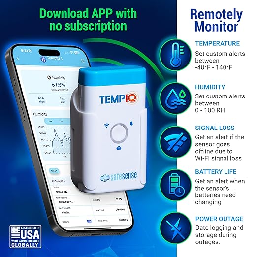 TEMPIQ Remote WiFi Temperature & Humidity Sensor - App Integration, Alerts, Helps Monitor 2nd Home, AirBnb, RV, Pets,Freezer and Server Room, Indoor & Outdoor Hygrometer & Thermometer - Image 3