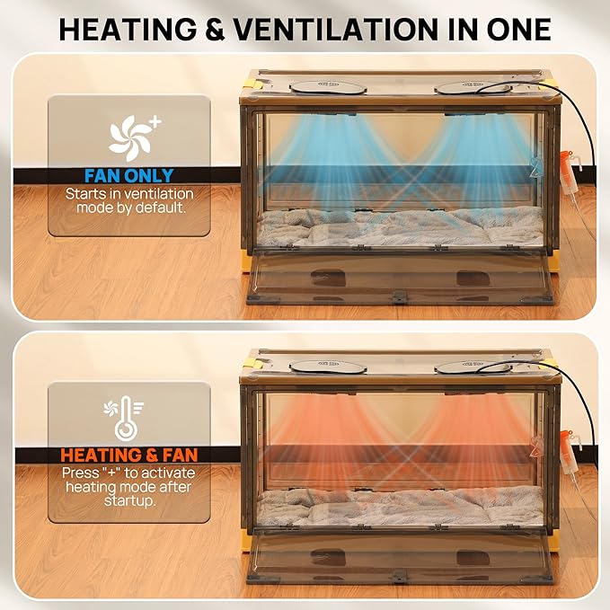 TURBRO 157 L Pet Incubator for Puppies and Kittens, Temperature and Humidity Control with Thermostat, Ventilation System, 3 Fan Speeds, All Accessories Included - Image 3
