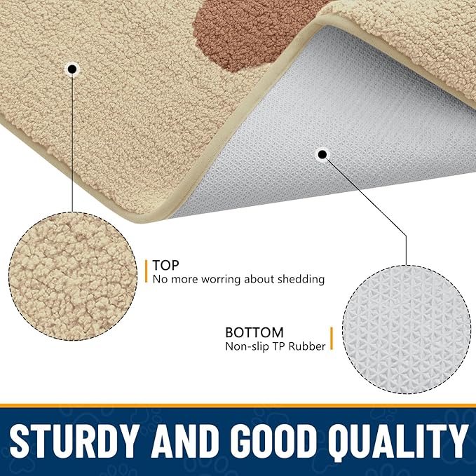 Smiry Dog Door Mat for Muddy Paws, Absorbs Moisture and Dirt, Low-Profile Entryway Mat with Non-Slip Backing, Entry Indoor Outdoor Doormat for Inside Floor (30x20 Inches, Light Beige, Paw) - Image 6