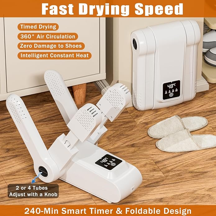 Boot Shoe Dryer - 3-4 Heat Settings, 360° Rapid Drying, Auto Shut-Off & Timer for Sneakers, Work Boots, Gloves - Image 3