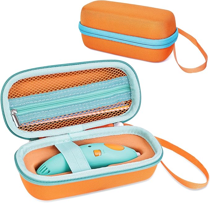 Case Compatible with 3Doodler Start+ Essentials for 3D Pen Set for Kids, Carrying Holder Fit for Printing Pens,Storage Organizer for Printing Filament Refill,Micro-USB Charger (3D-01-Orange) by TATAVR