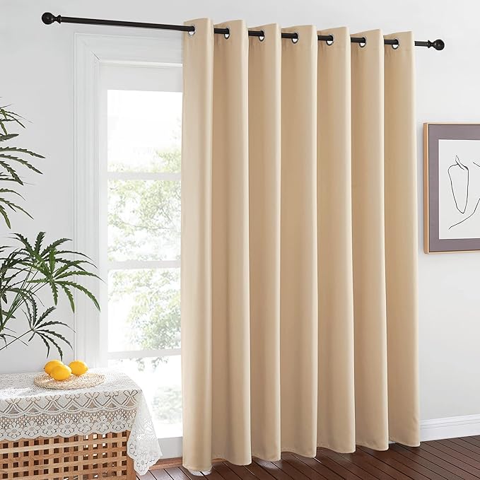 NICETOWN Sound Barrier Room Divider Curtain Screen Partitions, Wide Width Grommet Top Room Dividers Ideas for Office, Loft, Dorm, Hotel, Living Room (Biscotti Beige, 1 Pack, 7ft Tall x 15ft Wide) - Image 7