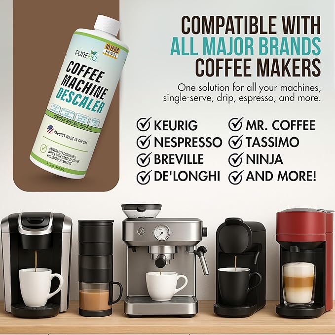 Coffee Machine Descaler - 10 Uses - Keurig Descaling Solution - Universal Descaler for Keurig, Nespresso, Delonghi, Breville, Ninja and All Single Use Coffee and Espresso Machines - Made in USA - Image 4