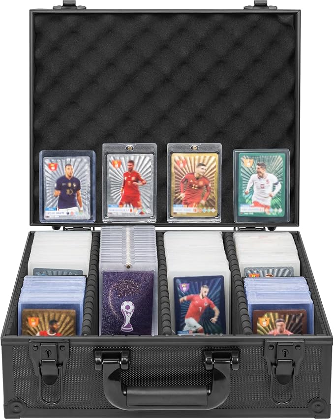 Toploaders Storage Box for 3" x 4" 35pt Rigid Card, Top Loader Storage with 7 Partition Holds 600+ Toploaders, Magnetic Card Holders by OUUTMEE