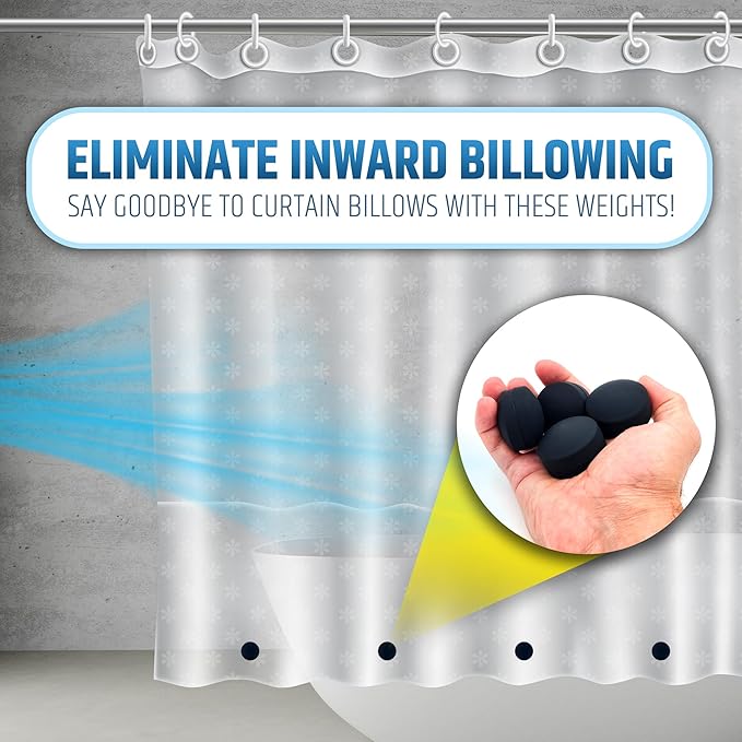Powerful Anti-Billowing Magnetic Shower Curtain Weights for Splash-Free Bath Experience - 360° Silicone Wrapped - Will Never Rust - Heavy Magnets Prevent Curtain Liners from Blowing | 4 Pairs | Black - Image 2