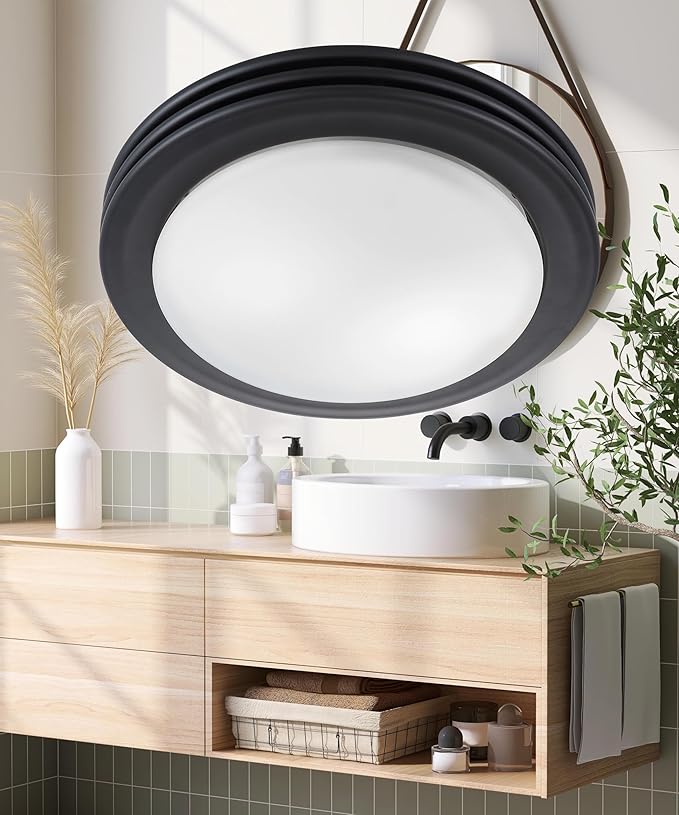 Good Housekeeping 90054z Yorkshire Decorative Bathroom Ventilation Exhaust Fan and Light, Medium, Matte Black - Image 8