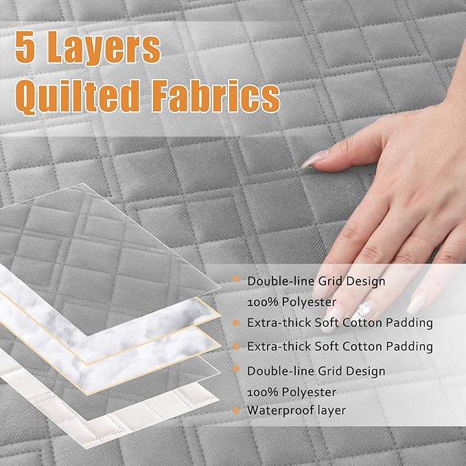 Arfntevss Waterproof Sectional Couch Covers L Shape Washable Velvet Sofa Cover for Sectional Non Slip U Shaped Corner Sofa Slipcover Sets Dog 6 Pcs Universal Furniture Protector (Silvery Gray, Small) - Image 3