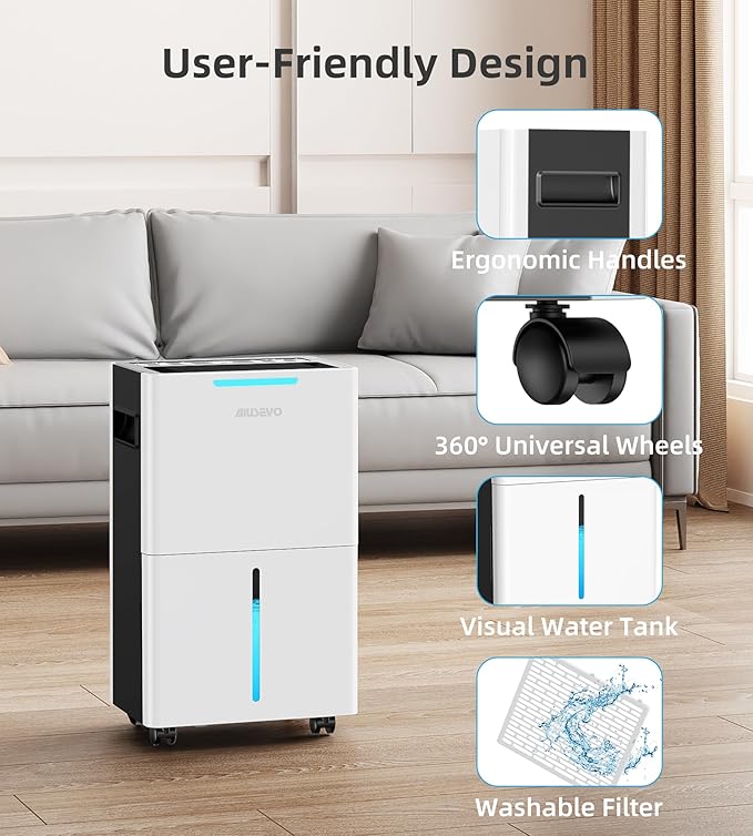 1500 Sq. ft Dehumidifier for Basement and Large Room, 21 Pints Dehumidifiers for Home with Drain Hose, Intelligent Humidity Control, 3 Modes, 24H Timer, Ideal for RV, Bathroom, Bedroom - Image 7