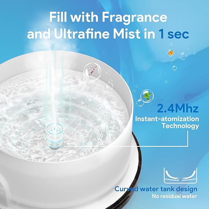 ASAKUKI Essential Oil Diffuser 500ml, Ultrasonic Aromatherapy Humidifier with Remote Control, 7 LED Colors, Timer & Auto-Off, Large Room Diffuser (Dark Brown) - Image 3