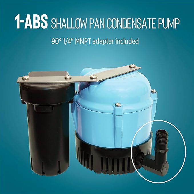 Little Giant 1-ABS 115-volt, 1/150 HP, 205 GPH Automatic Shallow Pan Condensate Removal Pump for Ceiling Mounted Air Conditioners or Dehumidifiers, with Condensate Collection Tank, Black/Blue, 550522 - Image 5