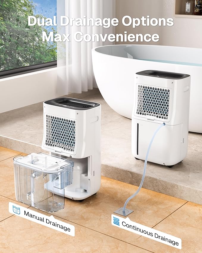 4500 Sq.Ft Dehumidifier for Basement and Large Rooms Max 80 Pint/Day Dehumidifiers with Drain Hose Smart Humidity Control 1.71Gallon Water Tank 24h Timer for Home, Bedroom, RV, Bathroom, - Image 6