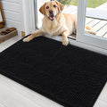 OLANLY Dog Door Mat for Muddy Paws 35x24, Absorbs Moisture and Dirt, Absorbent Non-Slip Washable Doormat, Quick Dry Chenille Mud Mat for Dogs, Entry Indoor Entryway Carpet for Inside Floor, Black by OLANLY