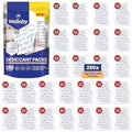 Wallaby 5 gram (250 Packets) Food Safe Pure White Silica Gel Desiccant Dehumidifier Packs - Rechargeable & Coated Moisture Absorbers - Protects Against Moisture Damage - (Packed in 50x Sets of 5) by WallabyGoods