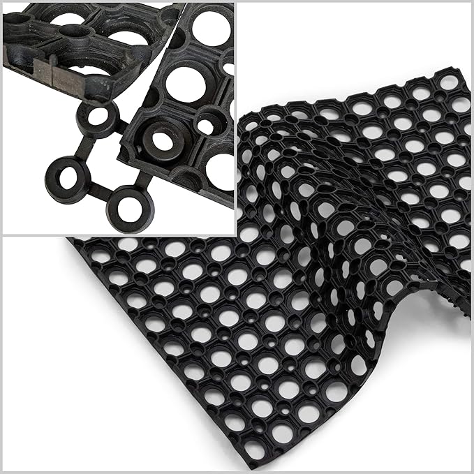 SafetyCare Interlocking Rubber Drainage Floor Mat - Anti-Fatigue - 24 x 16 inches - 1 Mat - Image 2