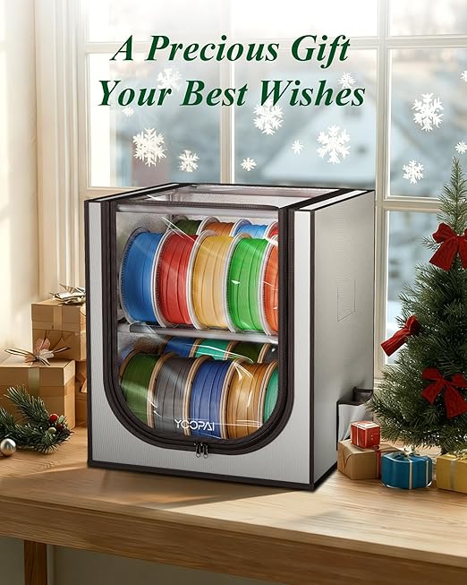 YOOPAI 3D Printer Filament Storage Box with Desiccants - 2 Tiers Metal Filament Storage Rack with Cloth Cover,Holds Up to 24 Rolls of Filaments - 3D Filament Holder for Home, Office Workshop, Studio - Image 9