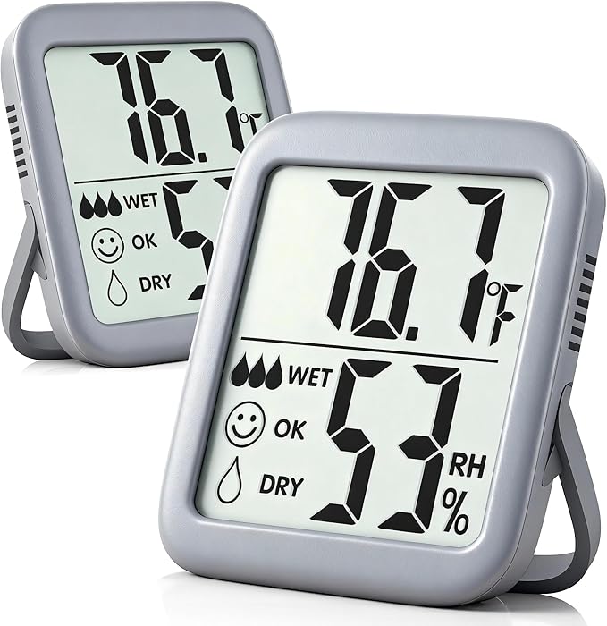 Antonki 2 Pack Room Thermometer for Home, Hygrometer Indoor Humidity Meter Gauge, Digital Temperature and Humidity Sensor Monitor for House, Terrarium, Incubator, Greenhouse - Battery Included by Antonki