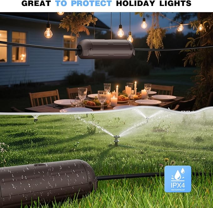Flemoon [3 Pack] Outdoor Extension Cord Waterproof Cover, Weatherproof Electrical Connection Box for Outdoor Plug, Outlet, Outdoor Outlet, Socket, Halloween, Christmas Holiday Decoration Light, Brown - Image 6