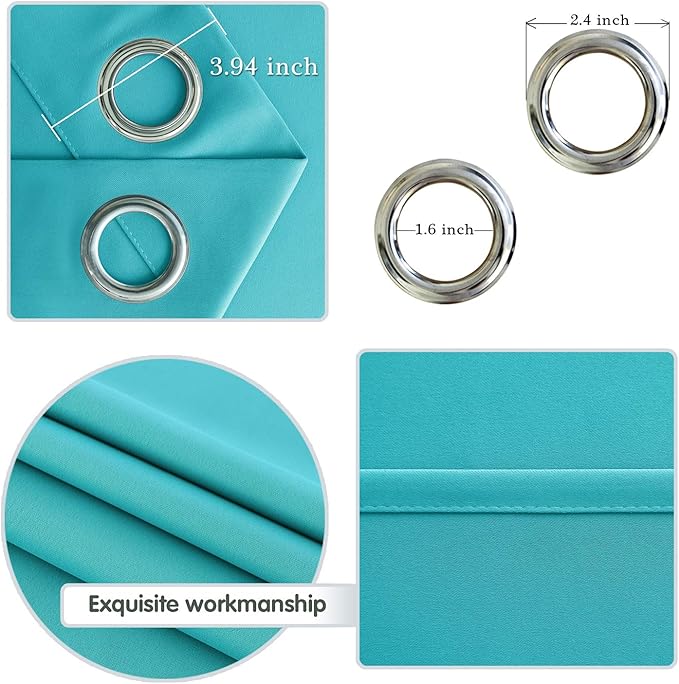 DWCN Room Divider Curtain - Extra Wide Blackout Curtain for Sliding Glass Door, Living Room, Bedroom Partition and Shared Office Space, 1 Grommet Curtain Panel, 10ft Wide x 8ft Tall, Turquoise - Image 5
