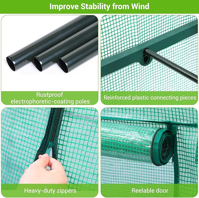 Mini Greenhouse with Screen Roof, Ohuhu Upgraded Portable 4 Tier Small Greenhouses for Outdoors Indoor with Reelable Door, Heavy Duty Plastic Green House for Outside Garden Patio Yard Porch Balcony - Image 5