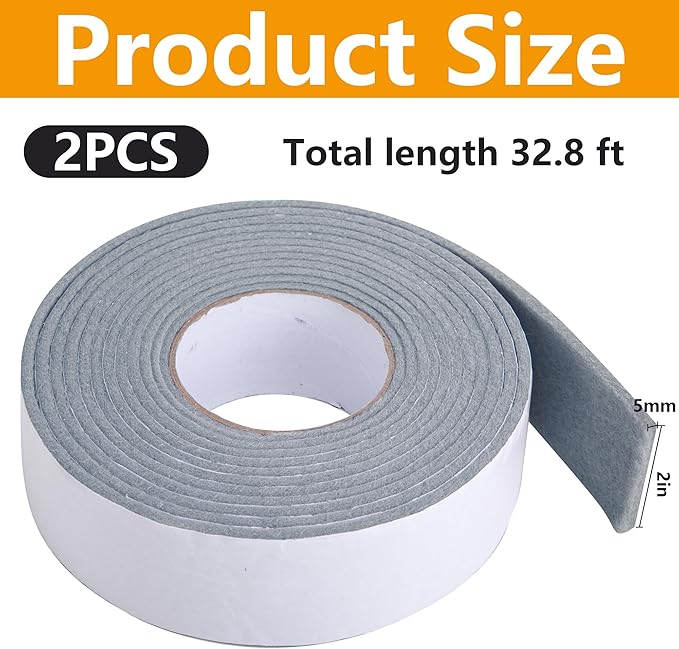 moonoom 2 Roll 16.4 Ft x 2'' Window Condensation Absorber Strip, Thick Window Moisture Absorbent Tape, Reusable Condensation Prevention Felt Strip for Absorbing Water and Keeping Dry - Image 2