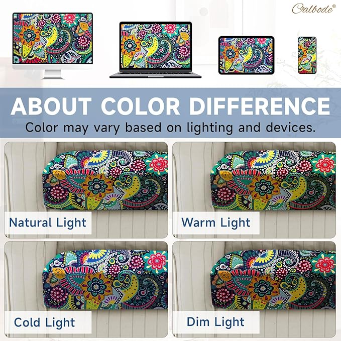 12Pcs Stretch Patio Cushion Cover, Boho Floral Couch & Sofa Slipcovers for Patio Furniture Cushions Washable Reusable Couch Covers Replacement for All Season, Breathable (Paisley, Cover Only) - Image 6