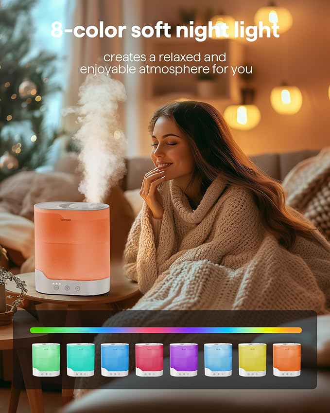 Sponvatt Humidifiers for Bedroom Home,2.5L Top Fill Cool Mist Air Humidifier for Large Room Baby Nursery,Quiet Ultrasonic,With Oil Diffuser and Nightlight,for Plants,Office,Easy to Clean,Auto Shut-Off - Image 7