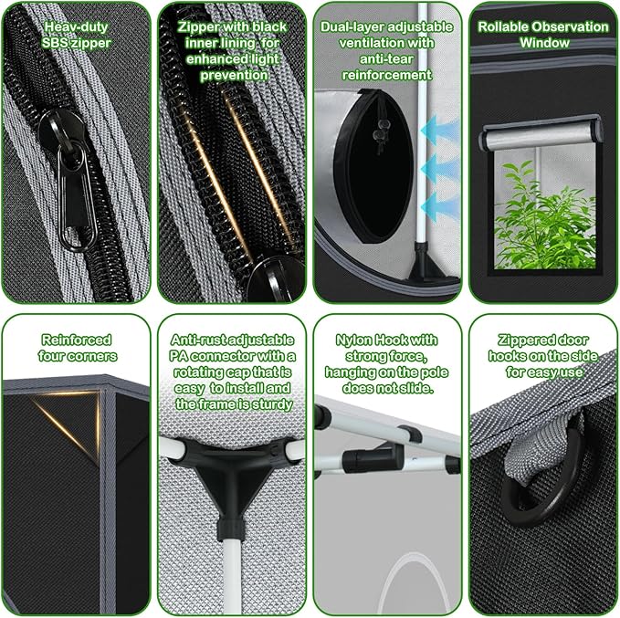 Grow Tent 48"x48"x78" Growing Tents for Indoor Plant 600D Mylar Hydroponic High Reflective Grow Tent for Plant Fruit Flower Veg Growing 4x4 - Image 3