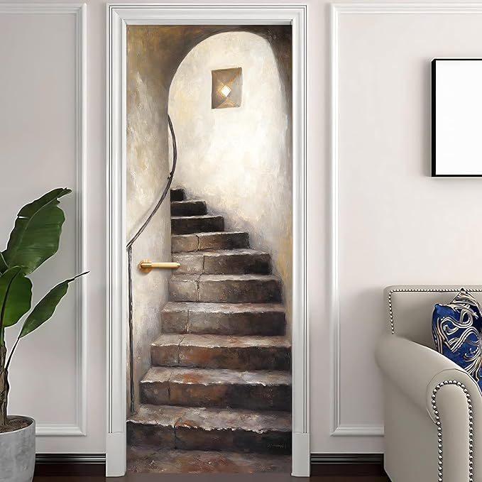 3D Door Stickers, Peel and Stick Vinyl Wallpaper, Self-Adhesive Mural Door Cover for Home Decor 30.3" W x 78.7" H - Image 2