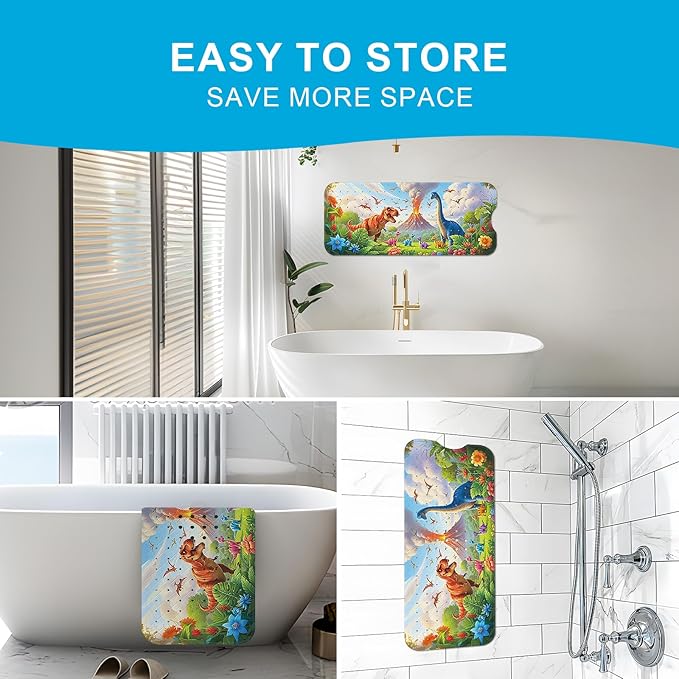 XIYUNTE Baby Bath Mat for Tub Non Slip Kids Bath Mat - 40''x16'' Extra Long Cartoon Turtle Baby Bath Tub Mat Eco-Friendly Toddler Bath Mats with Suction Cups & Drain Holes, Easy to Clean & Easy Drying - Image 5