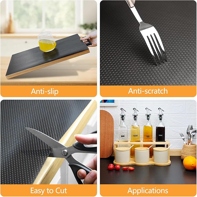 Shelf Liners 20 inch x 20 ft Shelf Liners for Kitchen cabinets nonstick lining Drawer Mats EVA Protector for Cupboard (Translucent Black,20 inch x 20 ft) - Image 2