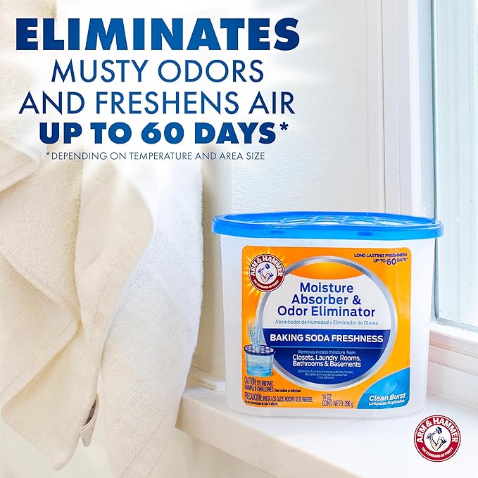 Arm & Hammer Clean Burst Moisture Absorber and Odor Eliminator Tubs, 14 oz., 6 Pack, Attract and Trap Excess Moisture, Eliminate Musty Odors, Convenient and Effective - Image 2