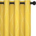 Deconovo Blackout Curtains 108 Inches Long, Yellow Drapes with Wave Dots Foil Print, Thermal Insulated Soundoroof Curtain for Living Room Bedroom, 52 x 108 Inch, Machine Washable Panels, Set of 2 by Deconovo