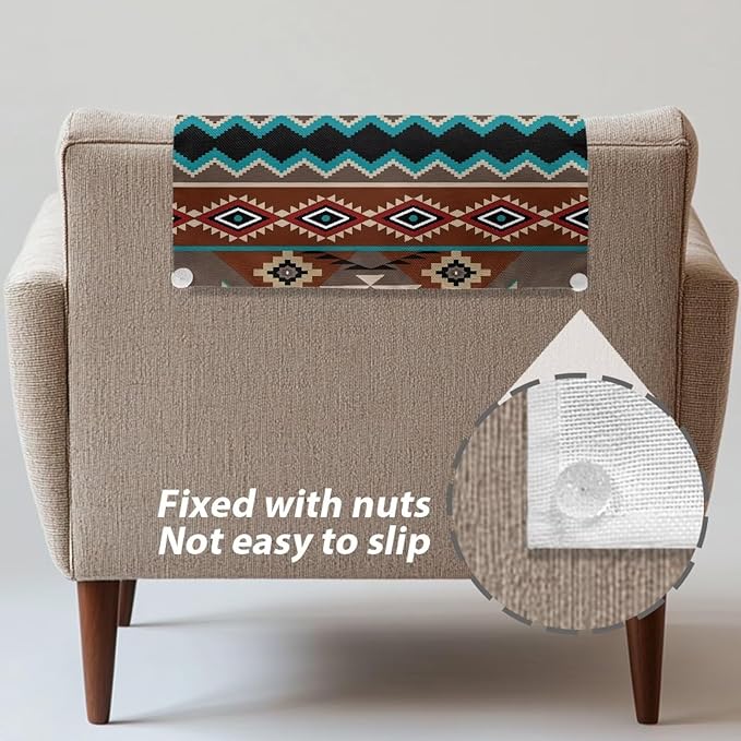 Brown Aztec Headrest Cover for Small Recliner Washable Couch Protective Cover Wear Resistant Headrest Sofa Protector Fashion Theater Seat Loveseat Home Decor - Image 4