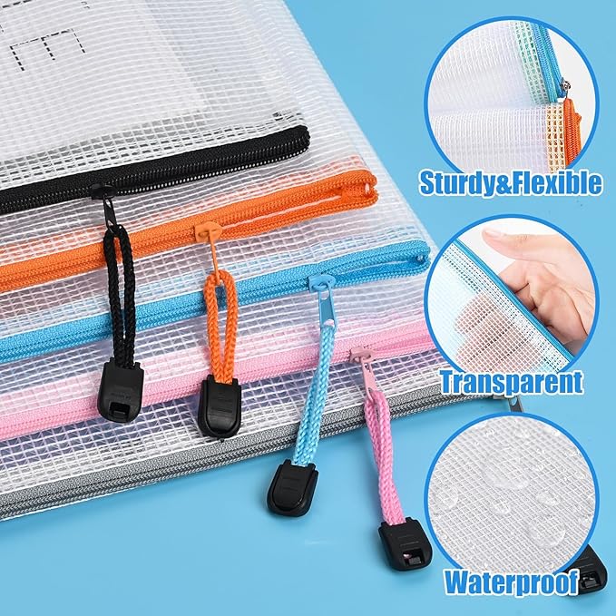 Mesh Zipper Pouch Bags,Zipper Pouches,Mesh Zipper Bags for Organizing,Storage Bags for Office Supplies,Puzzle & Board Game Storage. (A3(10 Pcs)+A4(10 Pcs)) - Image 2