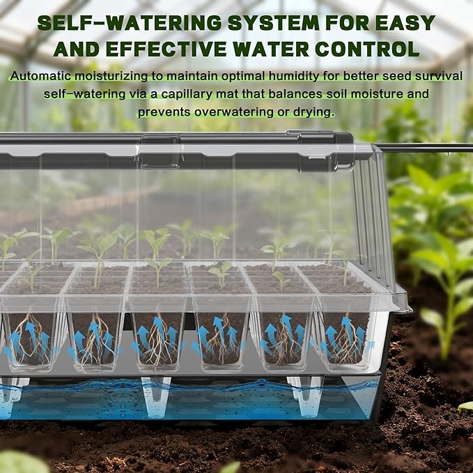 120-Cell Self-Watering Seed Starter Tray with Grow Lights, Upgraded 1–24H Timer, Seed Trays with Humidity Dome, Indoor Gardening System, Starter Kit for Seeds, Plant Germination - Image 3