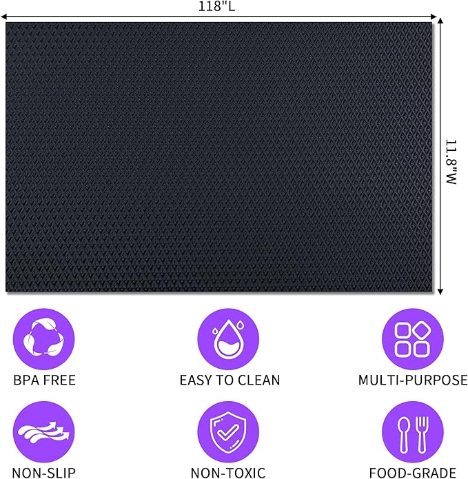 Non-Slip Shelf Liner, for Kitchen Cabinets, Washable Oil-Proof & Waterproof Drawer Mats for Refrigerators, Shelves & Desks, Non-Adhesive EVA Material - Image 2