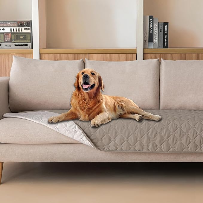 gogobunny 100% Double Sided Waterproof Dog Blanket Soft Pet Bed Cover Reversible Protect Furniture Couch Sofa Car for Puppy Cat Kids (Dark Stone/Light Stone, 30x80 Inch (Pack of 1)) by gogobunny