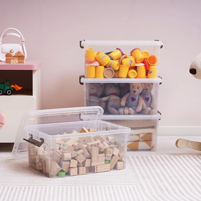 Citylife 22.2 QT 6 Packs Plastic Storage Bins with Lids and Secure Latching Buckles Clear Stackable Storage Containers for Organizing Durable Storage Box - Image 3